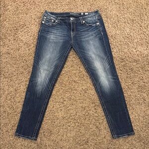 Miss Me Blue Skinny Jeans with Faded Wash